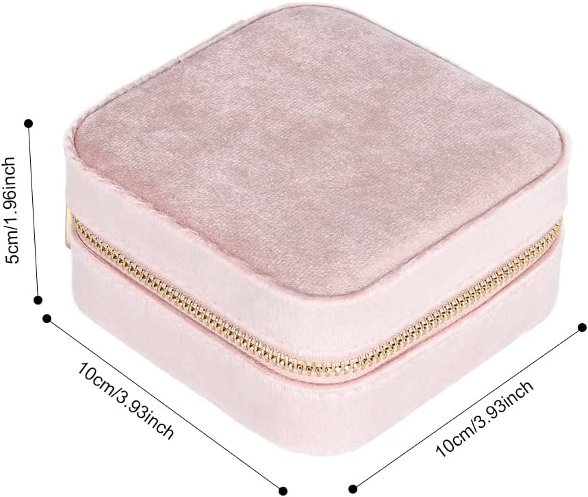 Pink Square Velvet Jewellery Box