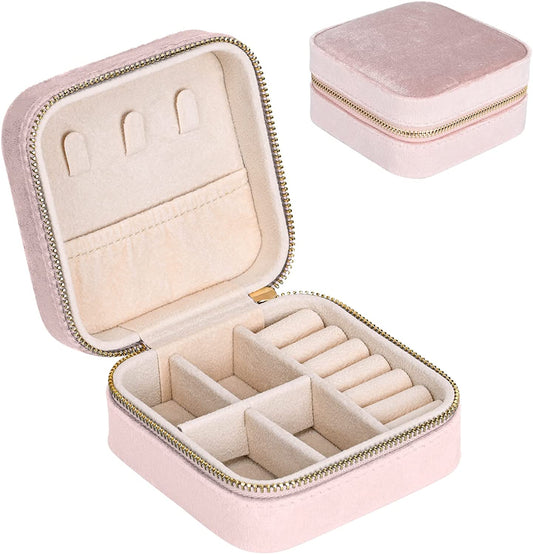 Pink Square Velvet Jewellery Box