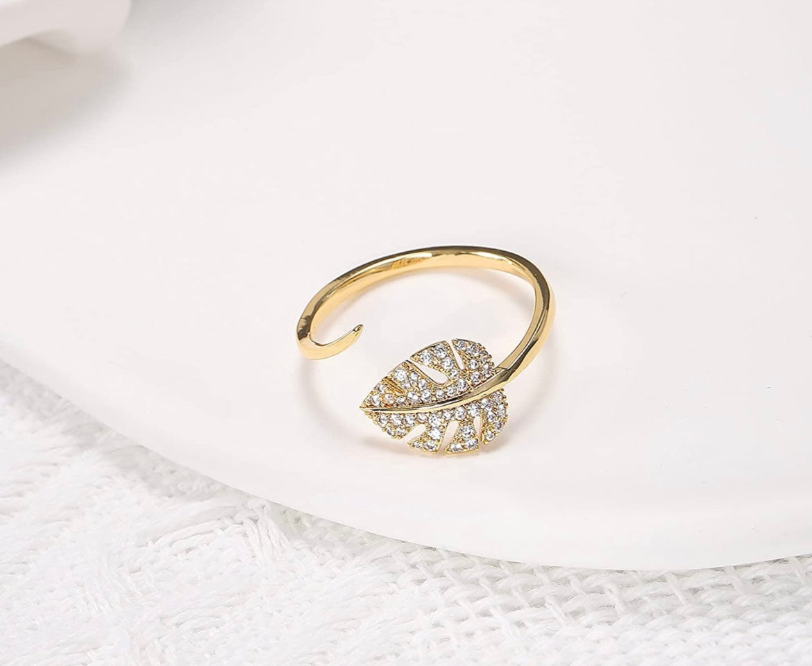 Eva - Adjustable 18K Gold Cz Ring