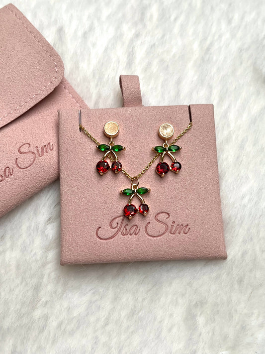 Fruity - 18K Gold Cz Cherry Set