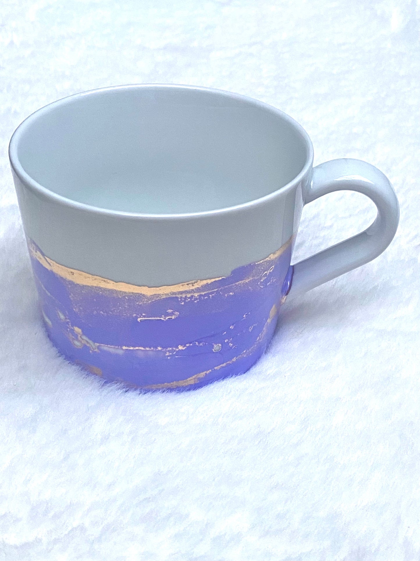 Hand-Painted Large White Porcelain Mug