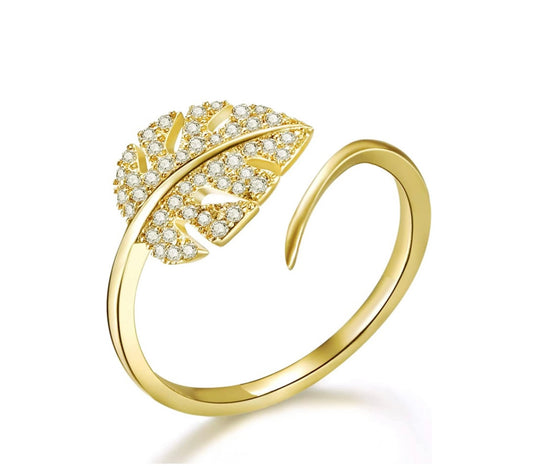 Eva - Adjustable 18K Gold Cz Ring