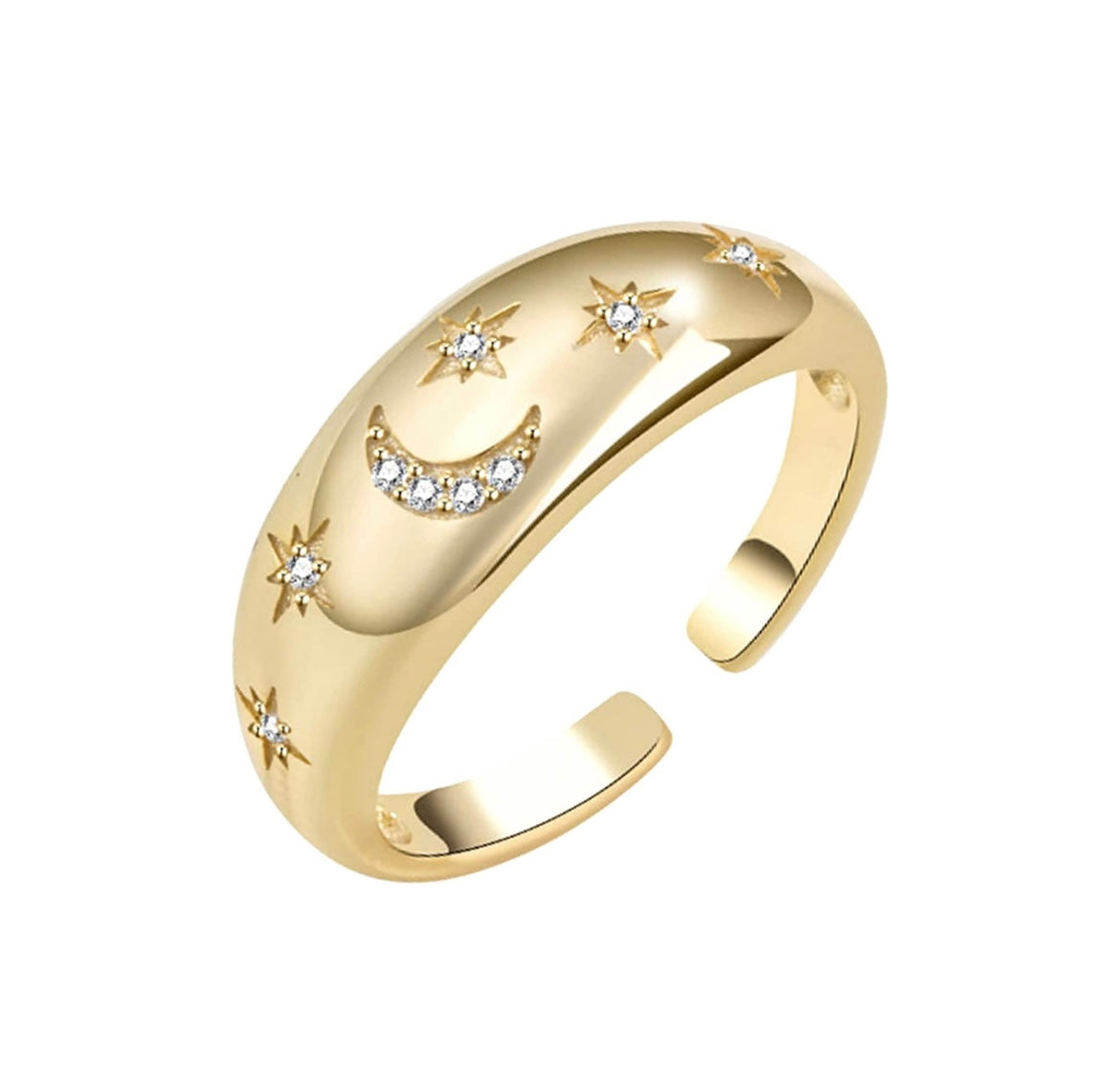 Celestial 18K Gold Adjustable Cz Ring