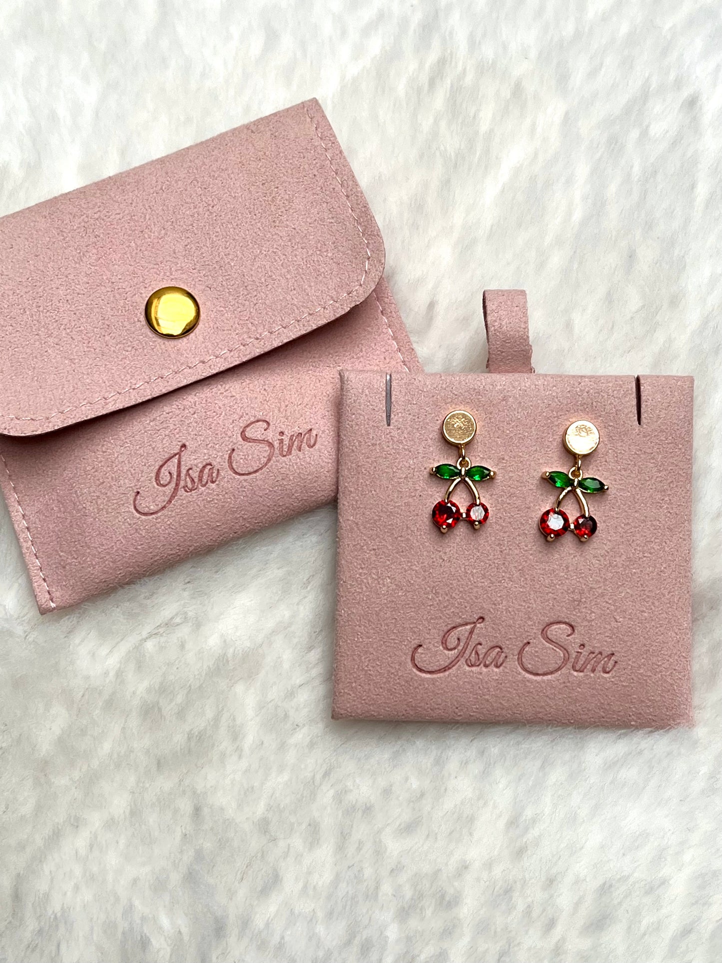 Fruity - 18K Gold Cz Cherry Earrings