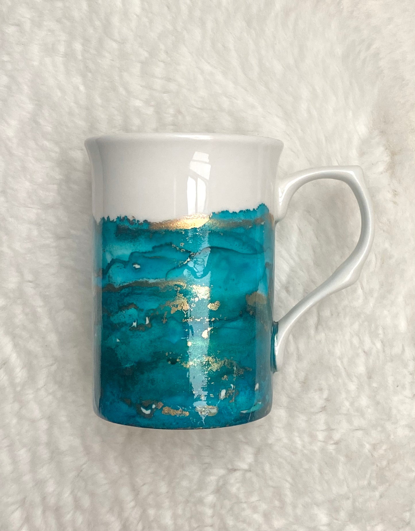 Hand-Painted White Bone China Mug