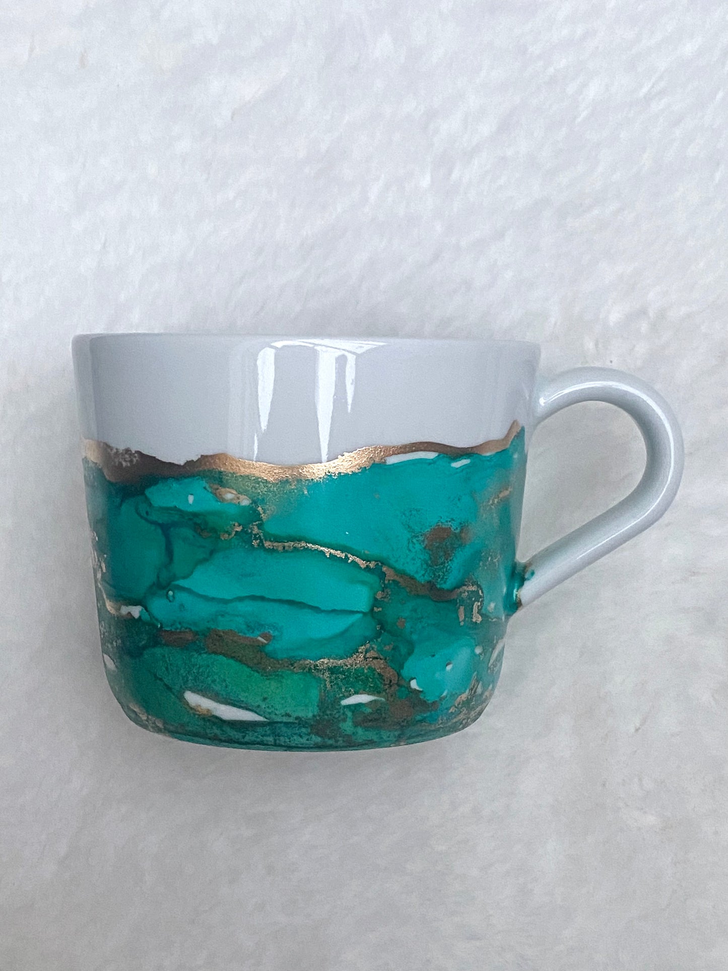 Hand-Painted Large White Porcelain Mug