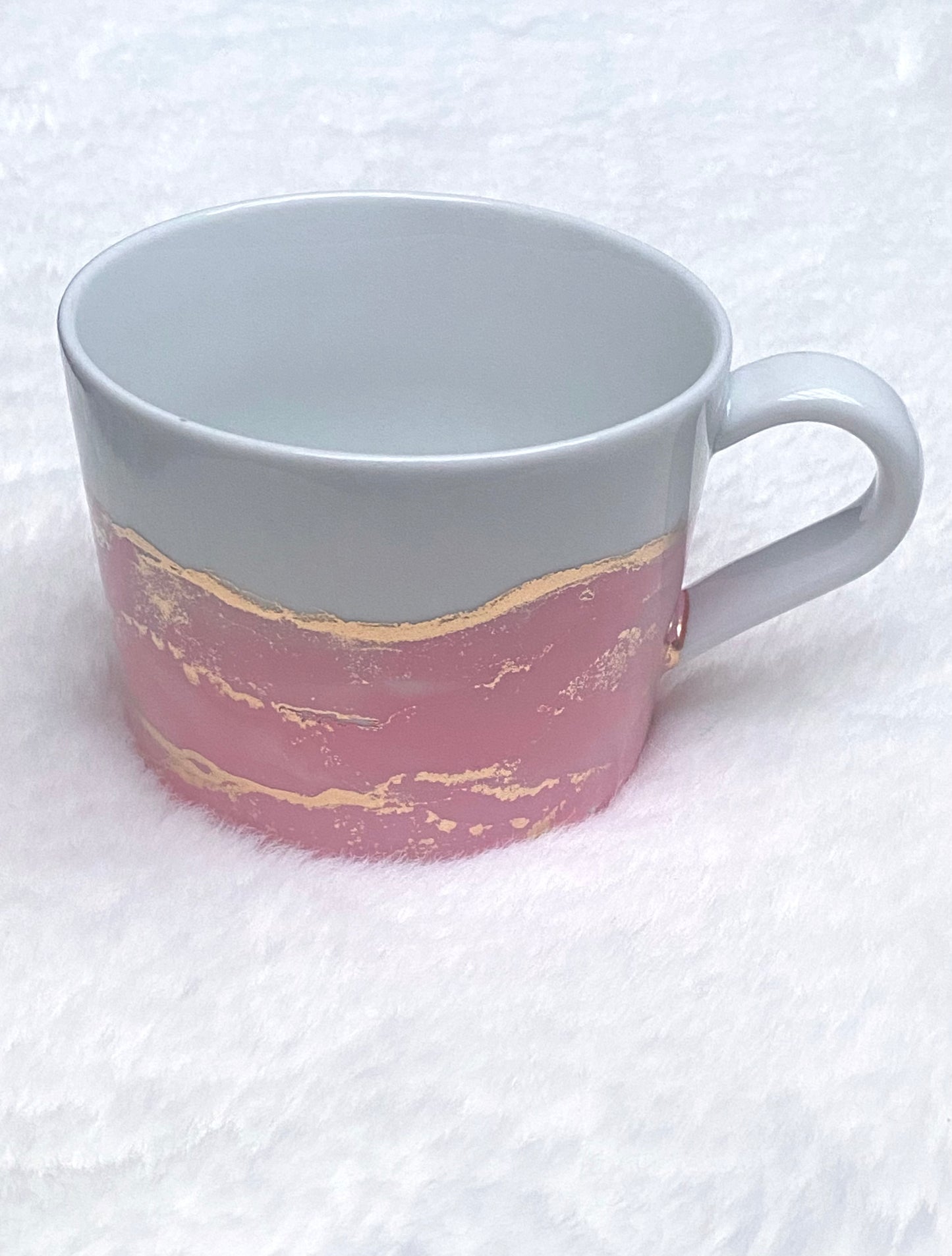 Hand-Painted Large White Porcelain Mug