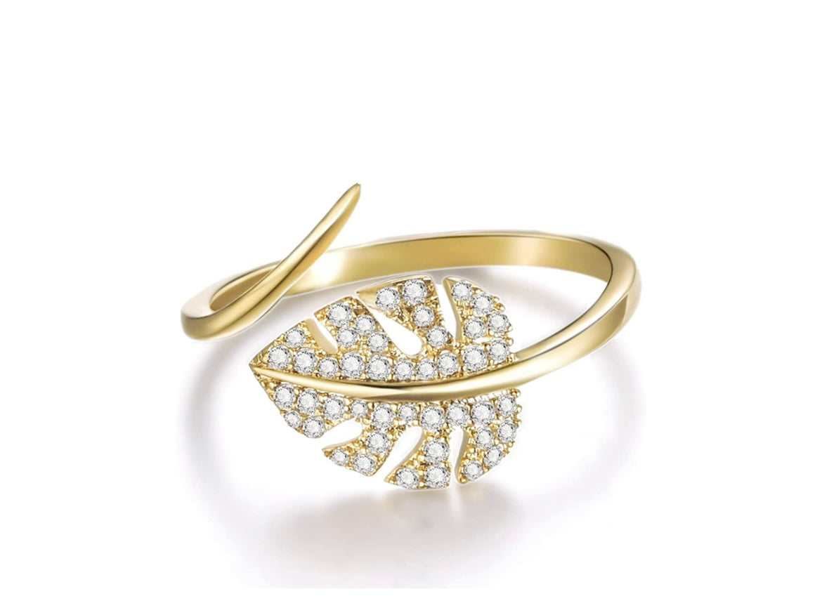 Eva - Adjustable 18K Gold Cz Ring