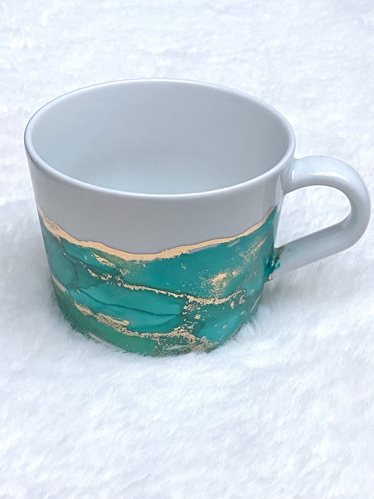 Hand-Painted Large White Porcelain Mug