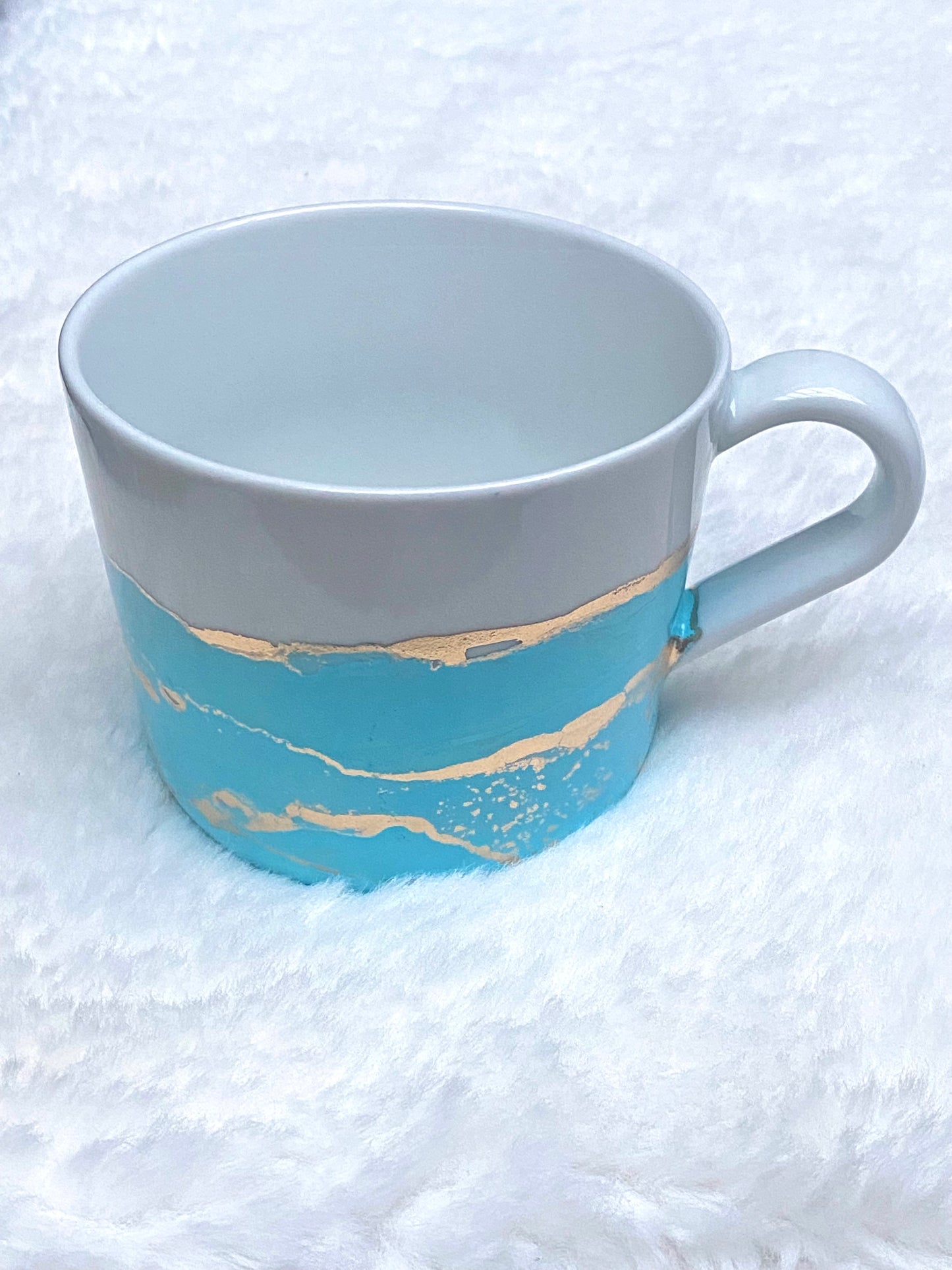 Hand-Painted Large White Porcelain Mug