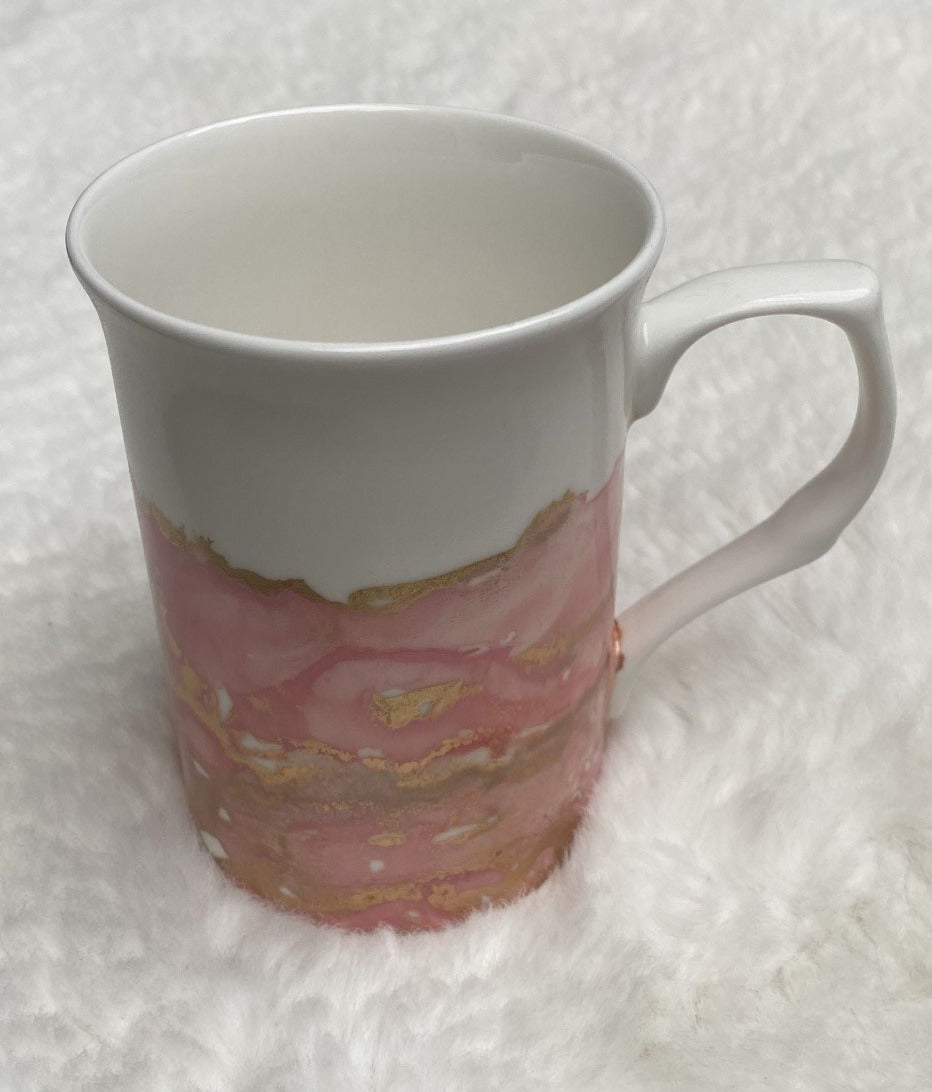 Hand-Painted White Bone China Mug